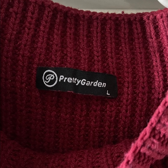 Women's Cable Knit Crewneck Sweater - Rich Wine - Picture 2 of 3